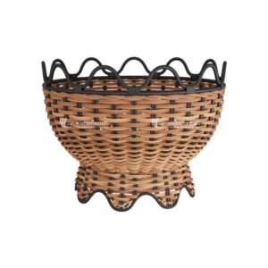 rattan bowl basket with wavy pattern