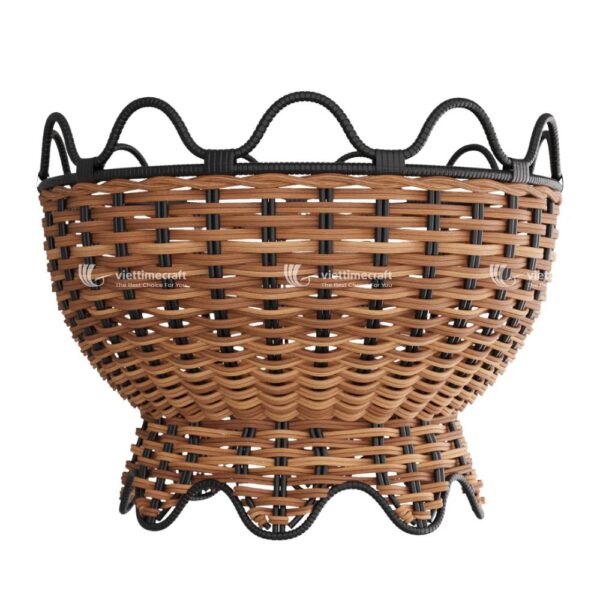 rattan bowl basket with wavy pattern