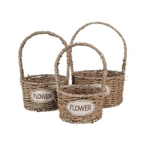 Set Of 3 Seagrass Storage Basket Brown Color Wholesale