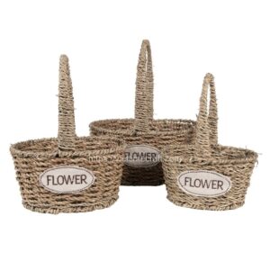 Set Of 3 Seagrass Storage Basket Brown Color Wholesale