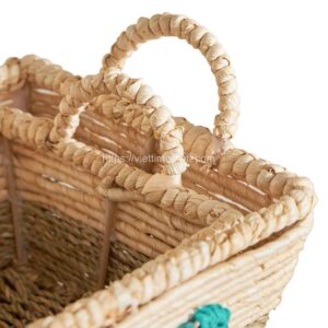 set of 2 cute seagrass storage basket with ribbon