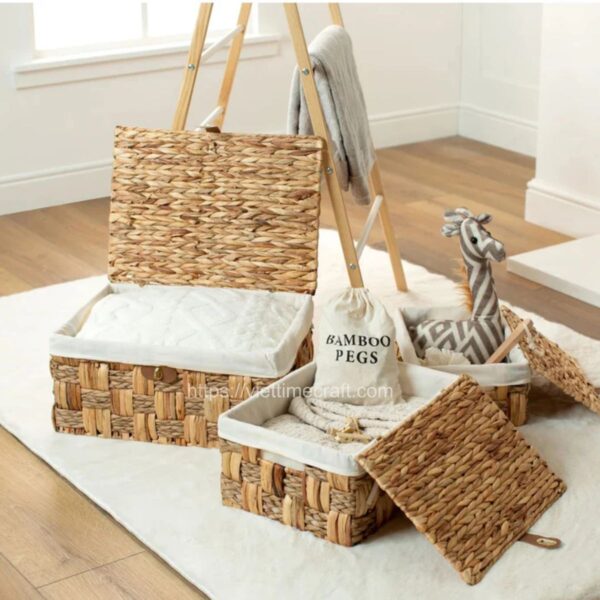 Water Hyacinth and Seagrass Hamper Storage Basket Set Viettimecraft Basket