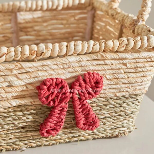 set of 2 cute seagrass storage basket with ribbon