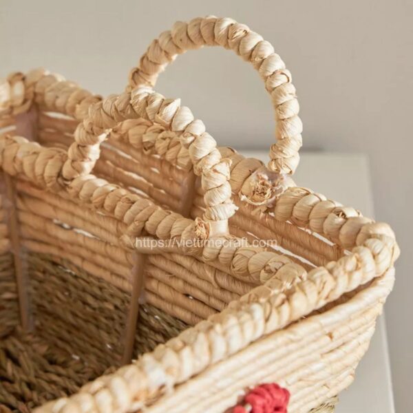 set of 2 cute seagrass storage basket with ribbon