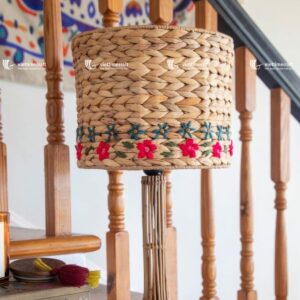 water hyacinth table lamp embroidered with flowers