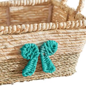 set of 2 cute seagrass storage basket with ribbon