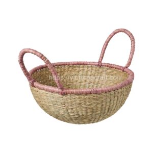 Round Seagrass Storage Baskets with Handle Vietnam Manufacturer Wholesale