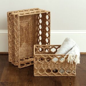 seagrass storage basket furniture arrangement tray