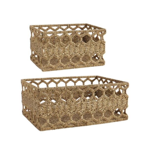 seagrass storage basket furniture arrangement tray