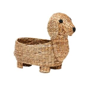 Natural Wicker Dachshund Shape Water Hyacinth Storage Basket From Viettimecraft