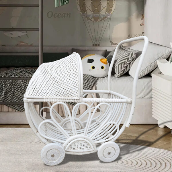 Rattan Doll Pram Rattan Baby Stroller Toy