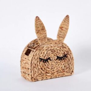 semicircle water hyacinth bunny basket for easter for home decor