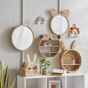 semicircle water hyacinth bunny basket for easter for home decor