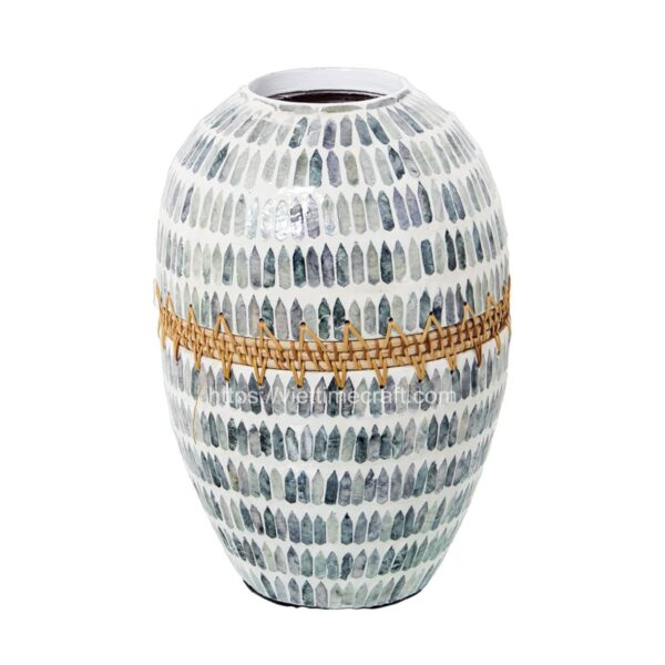 Mother Of Pearl Vase Mix Rattan Wholesale Vietnam Handicraft