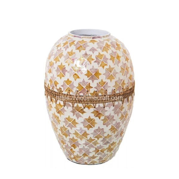 Mother Of Pearl Vase Mix Rattan Wholesale Vietnam Handicraft