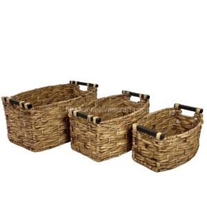 Water Hyacinth Basket With Wood Handle