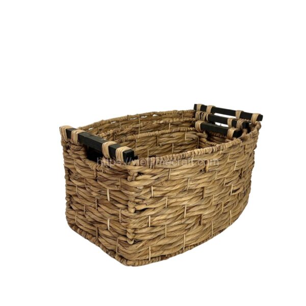 Water Hyacinth Basket With Wood Handle