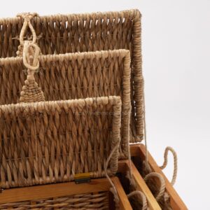 Water Hyacinth Basket With Wood Handle