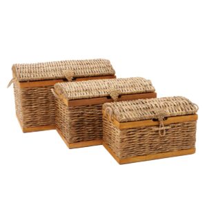 Water Hyacinth Basket With Wood Handle