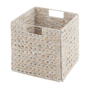 white wash foldable water hyacinth basket