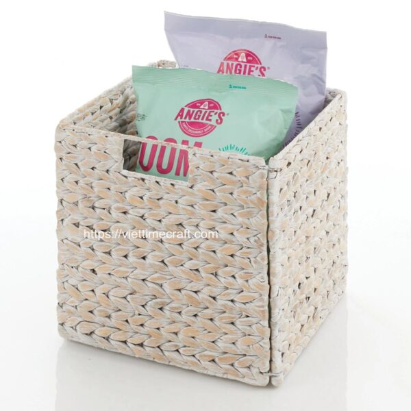 white wash foldable water hyacinth basket