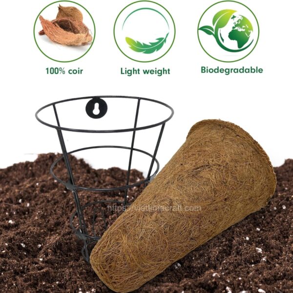 conical coconut coir pot, coco coir planter , coco coir wall mounting basket for indoor and outdoor