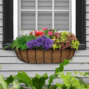 Oval Coconut Coir Planter, Wall Mounted Trough with J Hooks, Natural Coir Wall Trough for Indoor/Outdoor Home & Garden Decoration