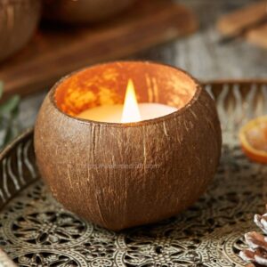 Set Coconut Shell Candle Holders