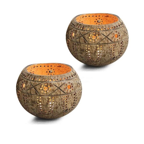 Set Coconut Shell Candle Holders