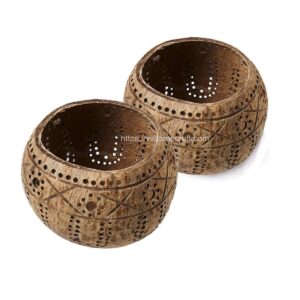 Set Coconut Shell Candle Holders