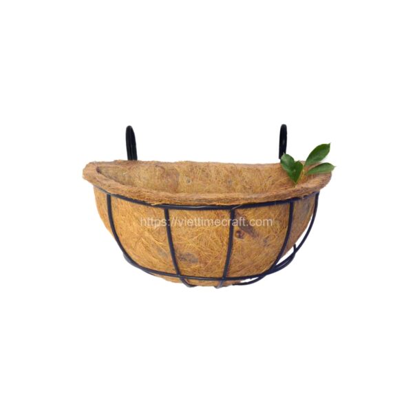 Quarter Sphere Coconut Coir Planter, Wall Mounted Trough with J Hooks, Natural Coir Wall Trough for Indoor/Outdoor Home & Garden Decoration