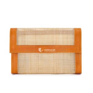 Rattan And Leather Clutch