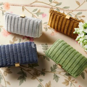 Rattan And Leather Clutch