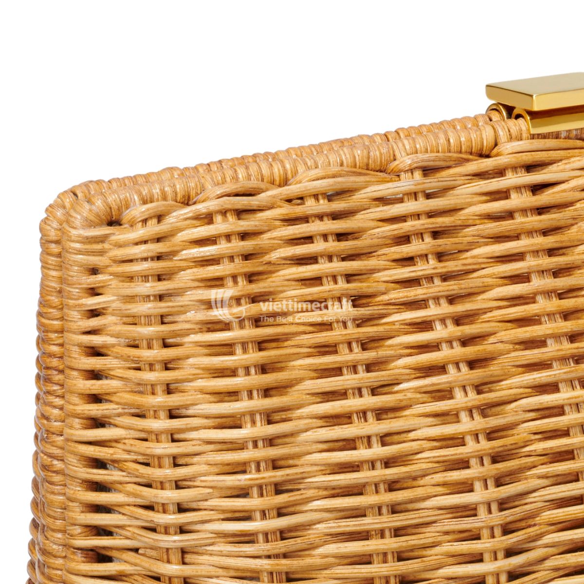 Rattan And Leather Clutch