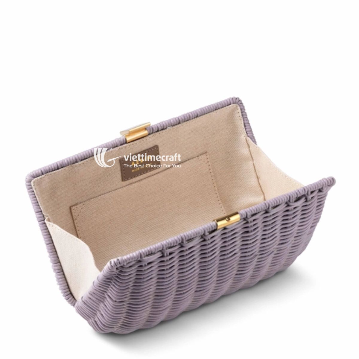 Rattan And Leather Clutch