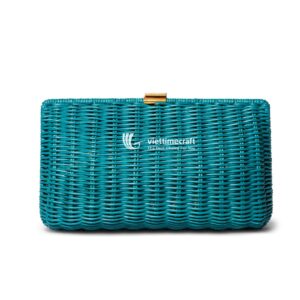 Rattan And Leather Clutch