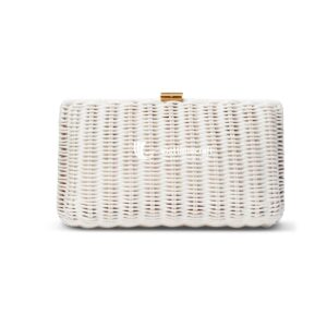 Rattan And Leather Clutch