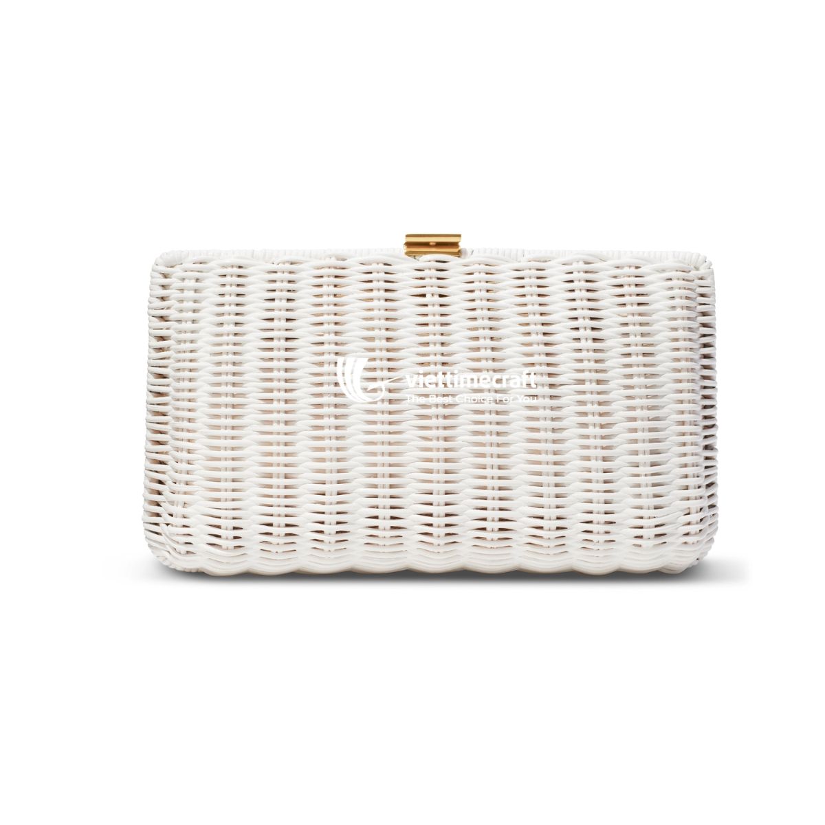 Rattan And Leather Clutch