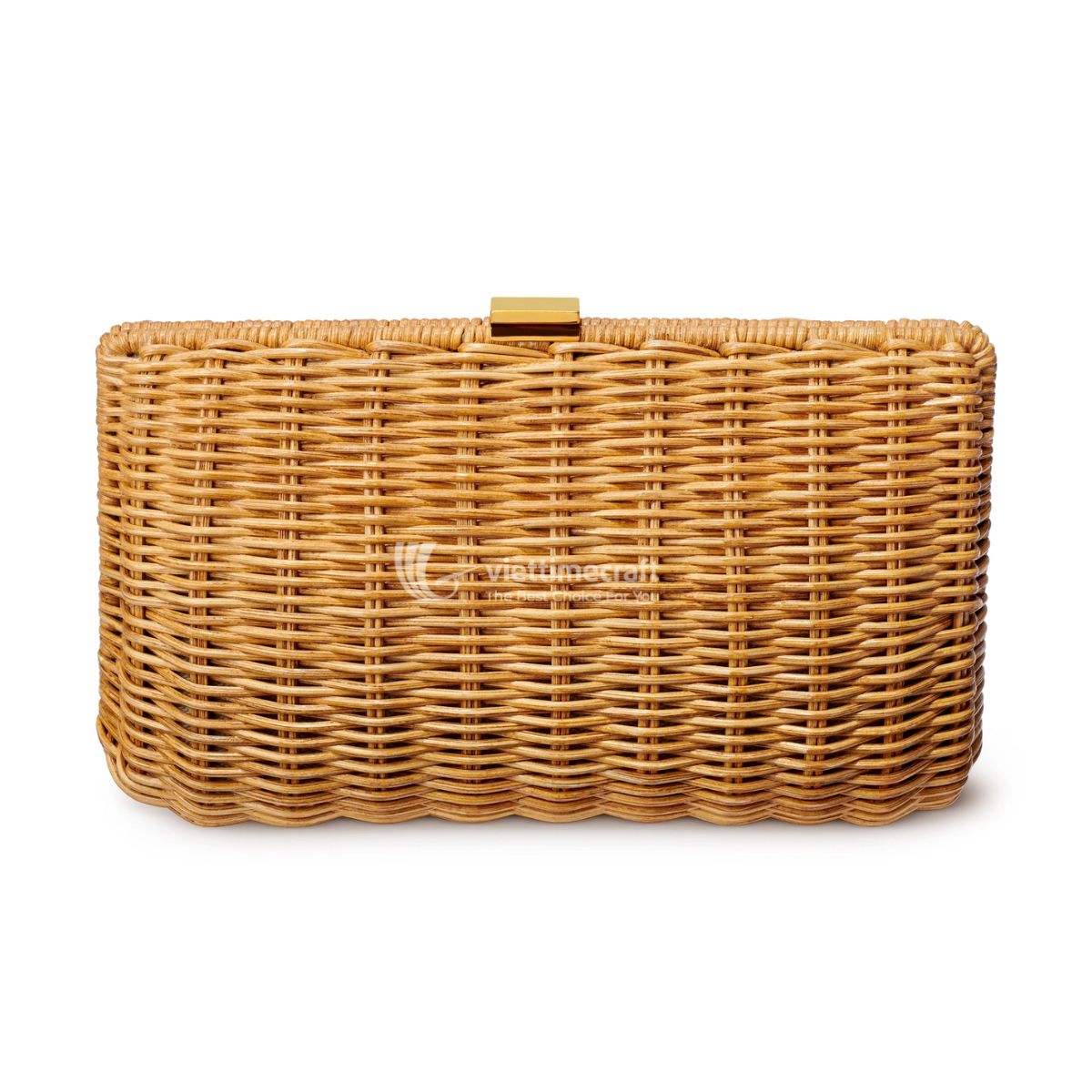 Rattan And Leather Clutch