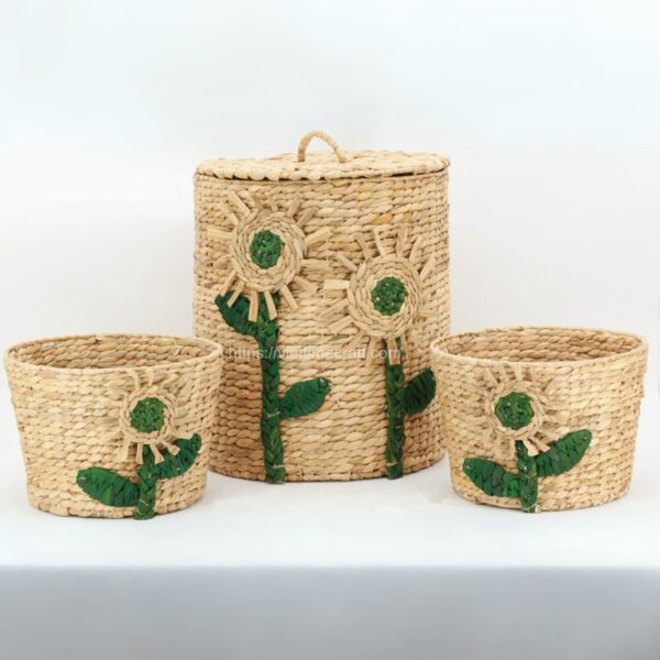 sunflower water hyacinth storage basket for storing toys, clothes, object,... laundry basket