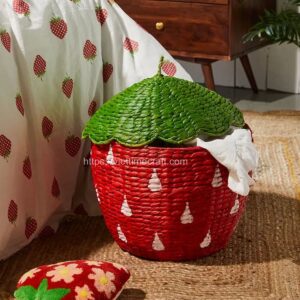 Woven Strawberry Basket Made Of Straw Vietnam Handicraft