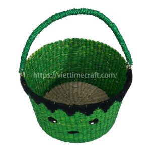 green hulk halloween theme seagrass basket with handle (2)
