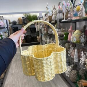 flower paper rope basket, spring decor basket, nursery decor basket, handmade paper basket, eco-friendly storage basket, floral organizer, recycled paper rope basket, kids room decor, handwoven flower basket, Vietnam handicraft wholesale