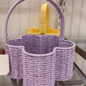 flower paper rope basket, spring decor basket, nursery decor basket, handmade paper basket, eco-friendly storage basket, floral organizer, recycled paper rope basket, kids room decor, handwoven flower basket, Vietnam handicraft wholesale