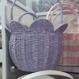 tulip shape basket, recycled paper rope basket, handmade gift basket, eco-friendly home decor, spring decorative basket, Easter gift basket, foldable storage basket, paper rope organizer, flower shaped basket, handicraft wholesale Vietnam