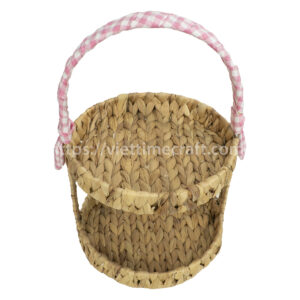 2-Tier Rattan Serving Tray with Decorative Bow