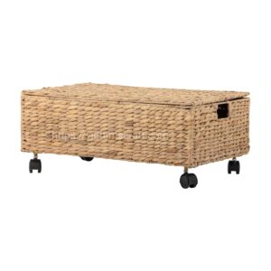 Underbed Storage Basket on Wheels – Natural Water Hyacinth Organizer