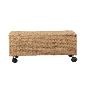 Underbed Storage Basket on Wheels – Natural Water Hyacinth Organizer