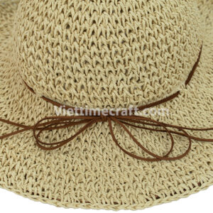 recycled paper rope hat, eco-friendly summer hat, handmade paper hat, sustainable fashion accessory, handwoven hat Vietnam, paper rope sun hat, lightweight straw-style hat, biodegradable hat, natural material hat, eco hat for women