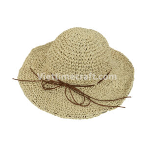 recycled paper rope hat, eco-friendly summer hat, handmade paper hat, sustainable fashion accessory, handwoven hat Vietnam, paper rope sun hat, lightweight straw-style hat, biodegradable hat, natural material hat, eco hat for women